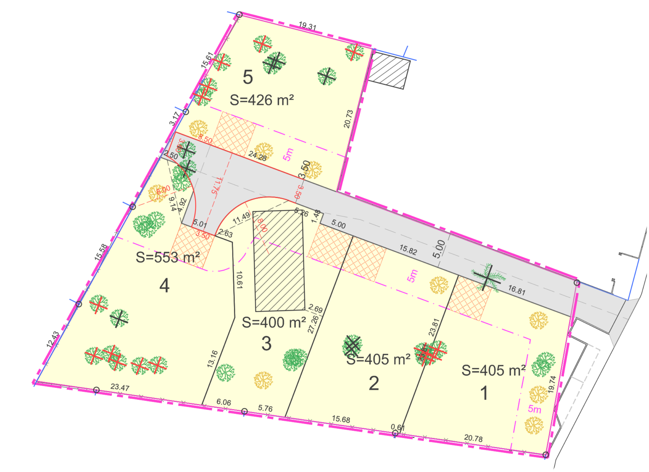 Plan de composition — Les Jardins de Piroulet